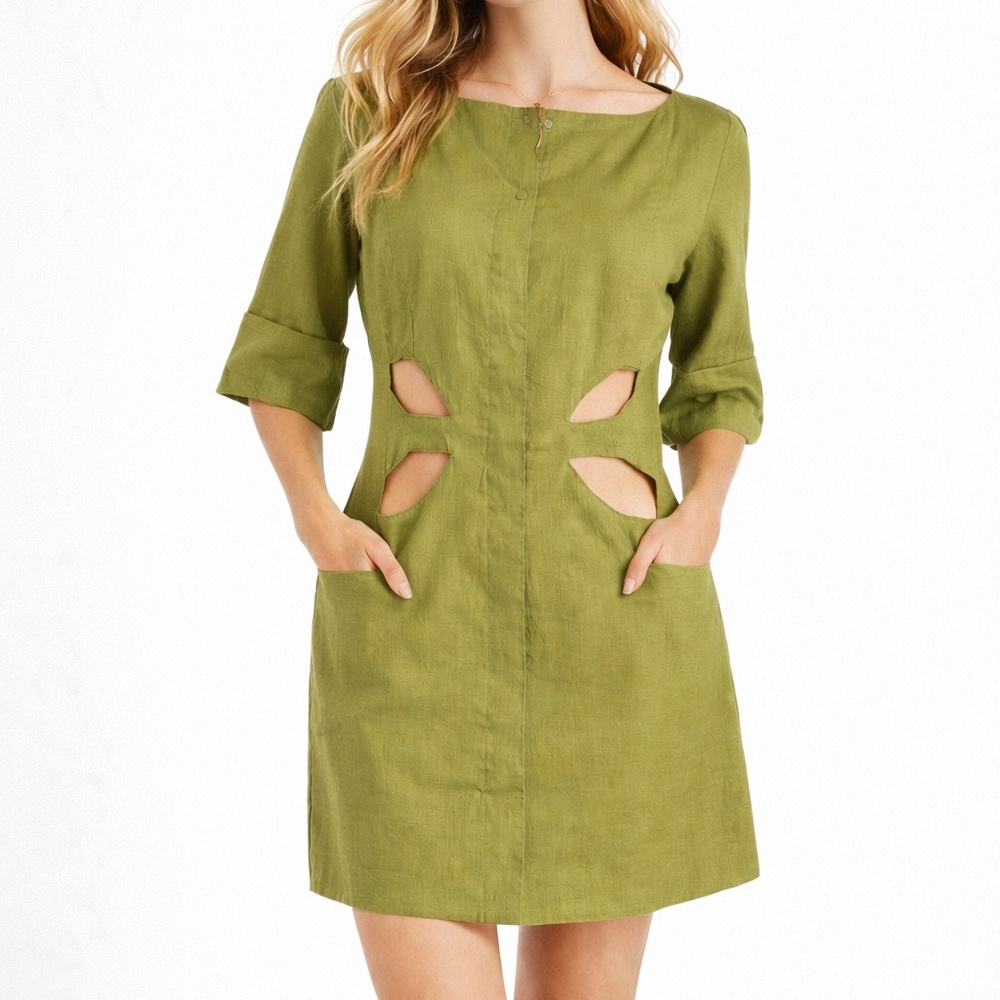 CULT GAIA - Alexandra Linen Blend‎ Cutout Sheath Dress